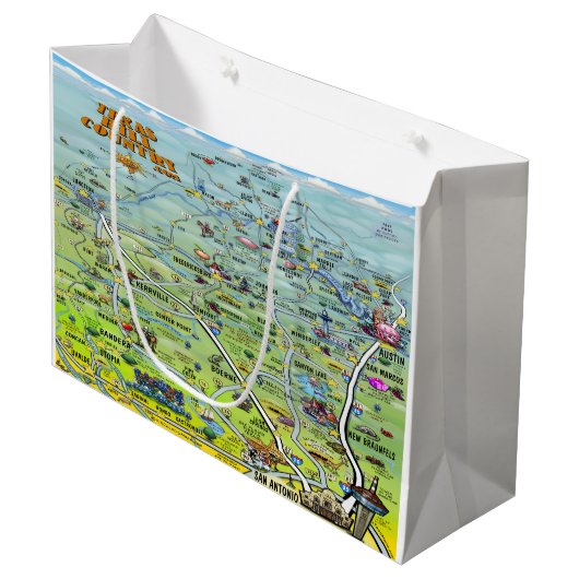 Texas Hill Country Cartoon Map Large Cadeautasje (Voorkant Gekanteld)