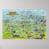Texas Hill Country Cartoon Map Poster (Voorkant)