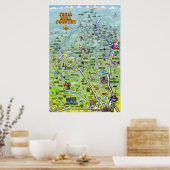 Texas Hill Country Cartoon Map Poster (Keuken)