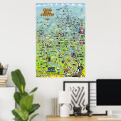 Texas Hill Country Cartoon Map Poster (Thuiskantoor)