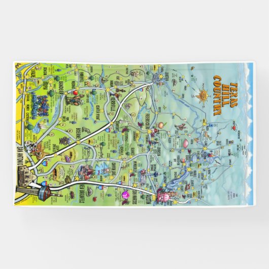 Texas Hill Country Cartoon Map Spandoek (Horizontaal)