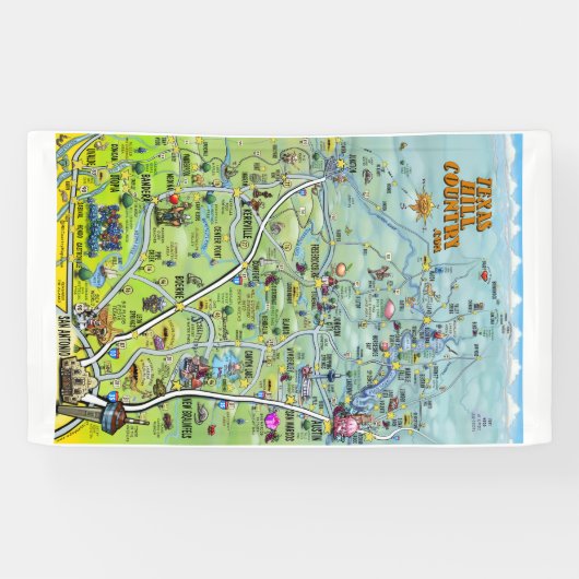 Texas Hill Country Cartoon Map Spandoek (Horizontaal)