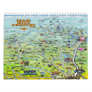 Texas Hill Country Cartoon Maps Calendar Kalender