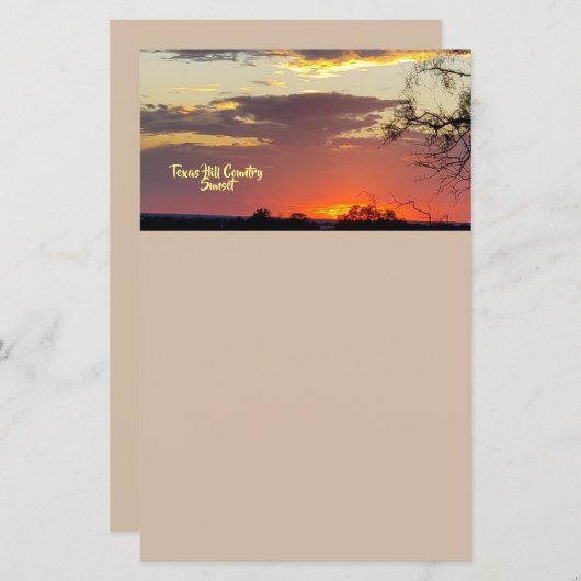 Texas Hill Country Sunset Briefpapier (Voorkant / Achterkant)