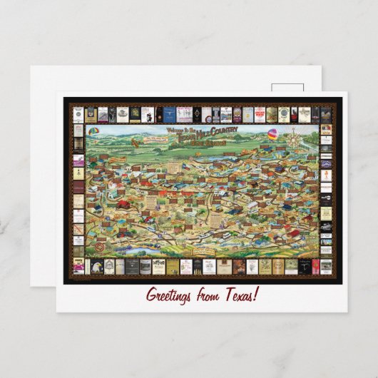 Texas Hill Country Wine Map Briefkaart (Voorkant / Achterkant)
