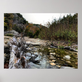 Texas Hill land rotsen en kreek Poster