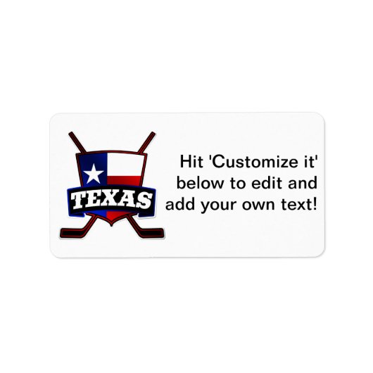 Texas Hockey Flag Logo Etiket (Voorkant)