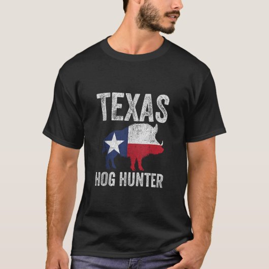 Texas Hog Hunter Verwilderde beer Jacht Texas Stat T-shirt (Voorkant)