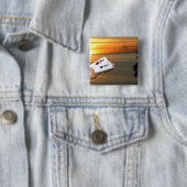 Texas Hold "em Sunset Vierkante Button 5,1 Cm (In situ)