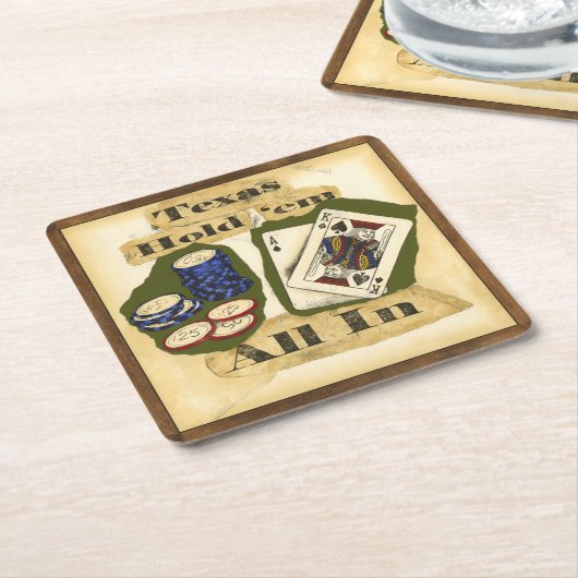 Texas Hold'Em Hand with King and Ace Kartonnen Onderzetters (Schuin)