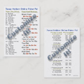 Texas Holdem Online Poker Pal-portkaart Visitekaartje (Voorkant / Achterkant)
