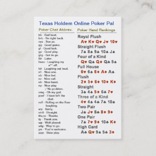 Texas Holdem Online Poker Pal Visitekaartje