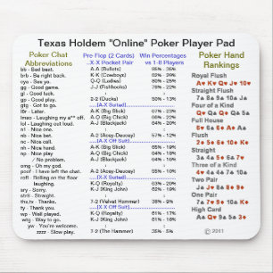 Texas Holdem "Online" Poker Player Pad Muismat