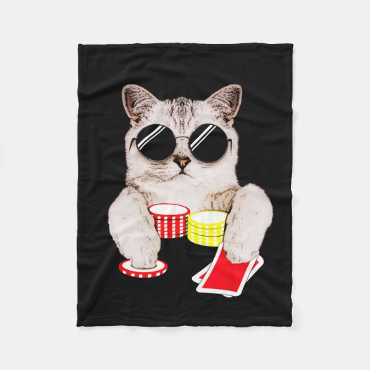 Texas Holdem Poker Cat Fleece Deken (Voorkant)