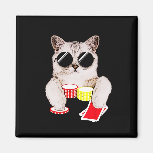 Texas Holdem Poker Cat Magneet (Voorkant)