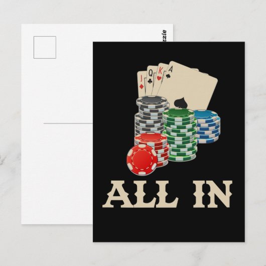 Texas HoldEm Poker Player Casino Gambler Briefkaart (Voorkant / Achterkant)