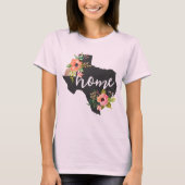 Texas Home Chalkboard Waterverf Flowers State T-shirt (Voorkant)
