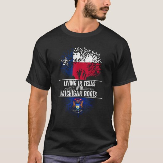 Texas Home Michigan Roots State Tree Flag Love Gif T-shirt (Voorkant)