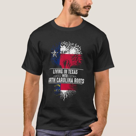 Texas Home North Carolina Roots State Tree-vlag T-shirt (Voorkant)