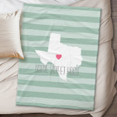 Texas Home State Love met Custom Heart Fleece Deken