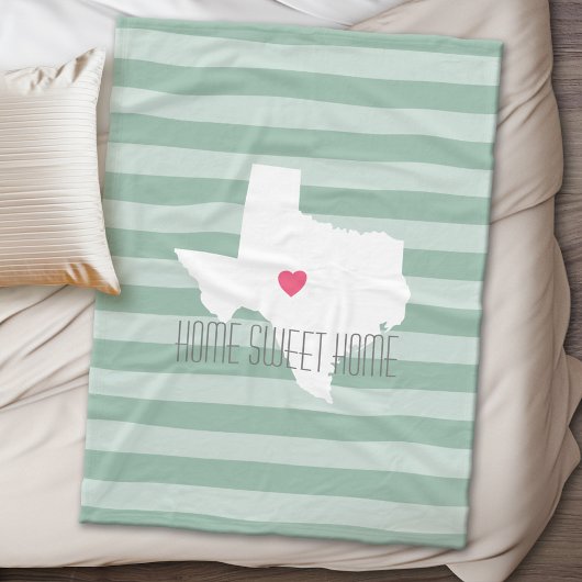 Texas Home State Love met Custom Heart Fleece Deken