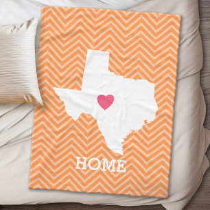 Texas Home State Love met optioneel aangepast hart Fleece Deken