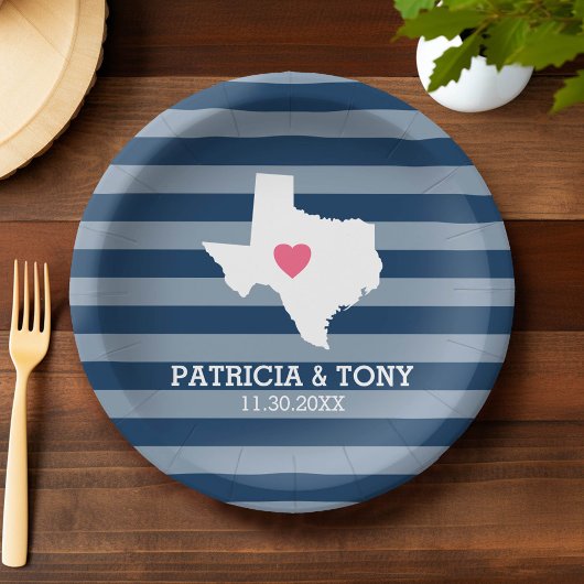 Texas Home State Love met optioneel aangepast hart Papieren Bordje