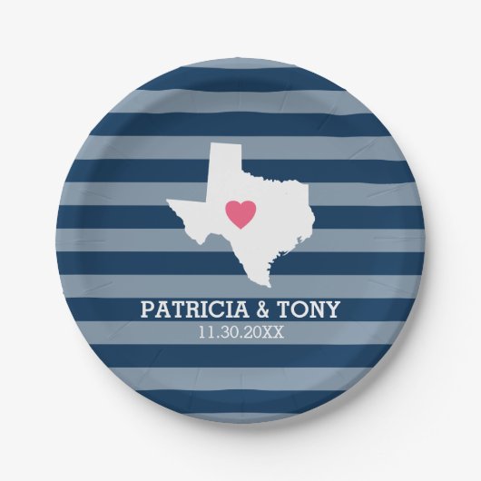 Texas Home State Love met optioneel aangepast hart Papieren Bordje (Voorkant)