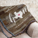 Texas Home State Personalized Wood look Deken<br><div class="desc">Show een beetje trots op de thuisstaat met deze schattige luxe houtplank met een deken die "thuis" is voorzien in een wit kalligrafiekscript met een silhouetekaart van de staat Texas die voor de letter "O." staat. Een roze hartillustratie in de staatskaart voltooit het ontwerp; u kunt de positie van het...</div>