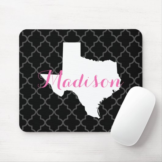 Texas Home State Quatrefoil Custom Monogram Muismat (Met muis)