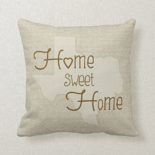 Texas-Home Sweet Home burlap-look op maat Kussen