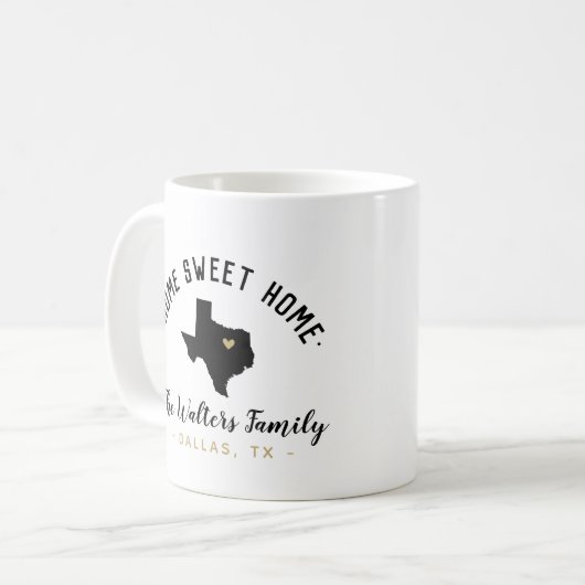 Texas Home Sweet Home Familie Monogram Mok (Voorkant links)