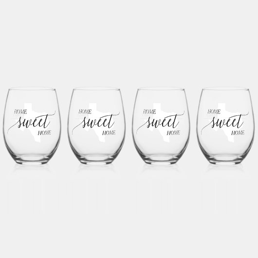 Texas Home Sweet Home Wijnglas Zonder Voet (Voorkant)