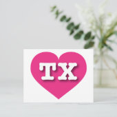 Texas Hot Pink Heart - Ik hou van TX Briefkaart (Staand voorkant)