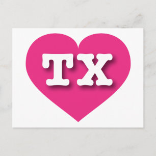 Texas Hot Pink Heart - Ik hou van TX Briefkaart