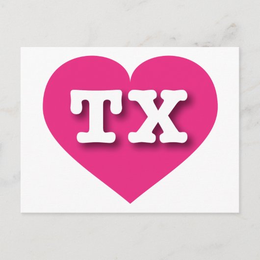 Texas Hot Pink Heart - Ik hou van TX Briefkaart (Voorkant)
