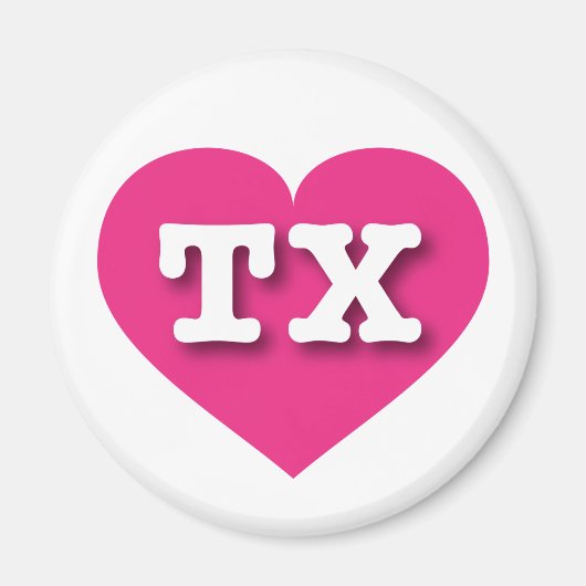 Texas Hot Pink Heart - Ik hou van TX Magneet (Voorkant)