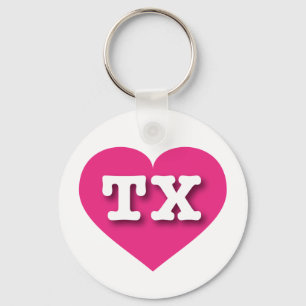 Texas Hot Pink Heart - Ik hou van TX Sleutelhanger