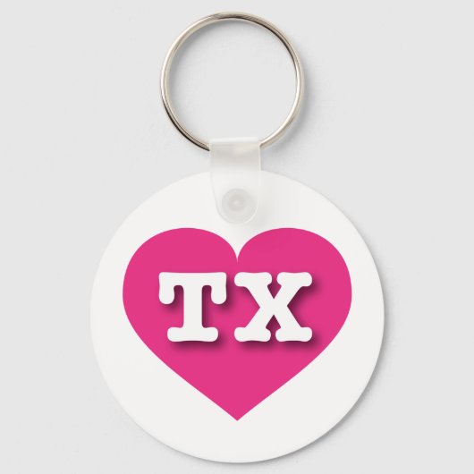 Texas Hot Pink Heart - Ik hou van TX Sleutelhanger (Voorkant)