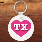 Texas Hot Pink Heart - Ik hou van TX Sleutelhanger (Voorkant)