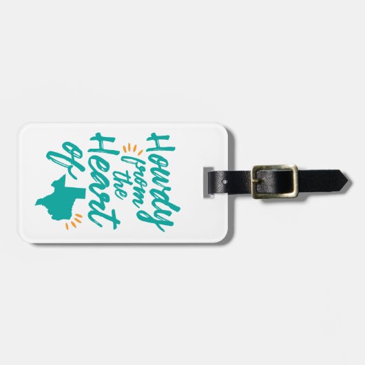 Texas Howdy Bagagelabel, Turquoise Bagagelabel (Voorkant horizontaal)