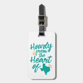 Texas Howdy Bagagelabel, Turquoise Bagagelabel