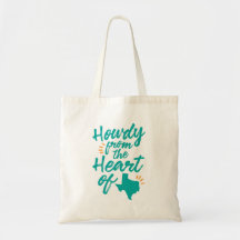 Texas Howdy Canvas tas, Turquoise