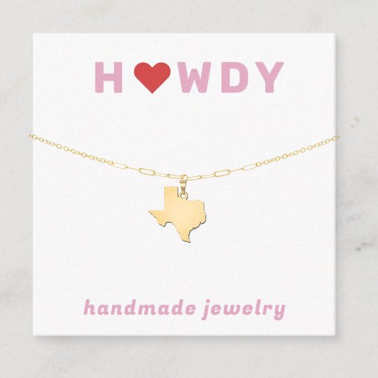 Texas Howdy Heart Ketting Sieraden Display Kaart