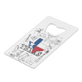 Texas Illustration Doodles of Texas Texas Pattern Creditkaart Flessenopener (Voorkant Gekanteld)