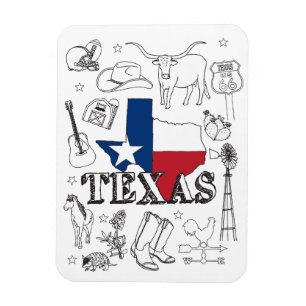 Texas Illustration Doodles of Texas Texas Pattern Magneet
