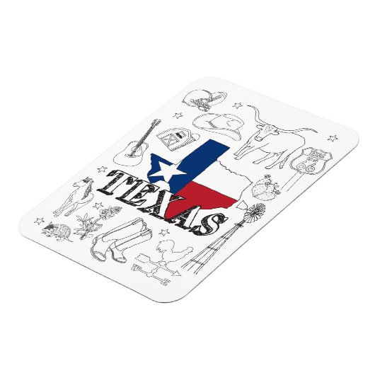 Texas Illustration Doodles of Texas Texas Pattern Magneet (Linkerzijde)