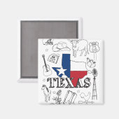 Texas Illustration Doodles of Texas Texas Pattern Magneet (Voorkant / Achterkant)