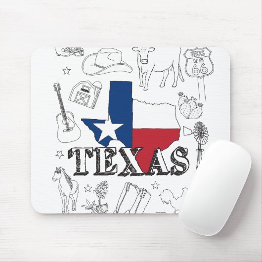 Texas Illustration Doodles of Texas Texas Pattern Muismat (Met muis)