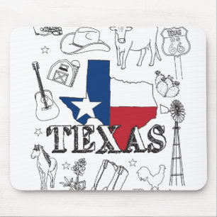 Texas Illustration Doodles of Texas Texas Pattern Muismat